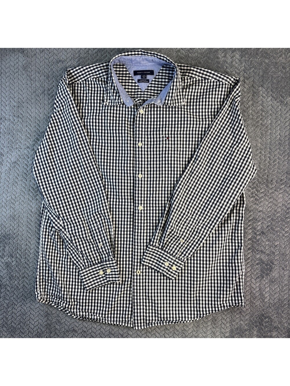 Tommy Hilfiger Size XL Men's Long Sleeve Button Up Black/White Checkered (0172)